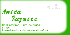 anita kuzmits business card
